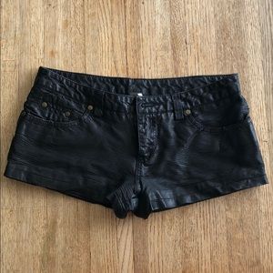 Free People black vegan leather shorts